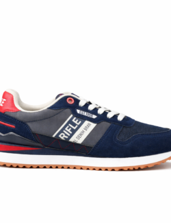 Sneakers Homme RIFLE Denim – Baskets Casual Bleu Marine et Rouge