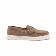 Mocassin espadrille en daim taupe
