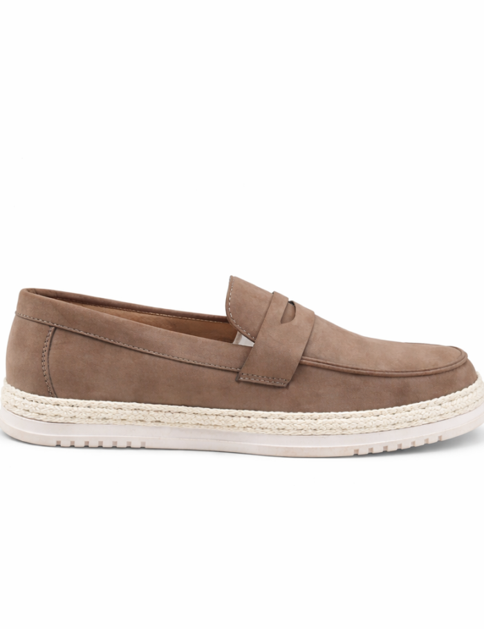 Mocassin espadrille en daim taupe